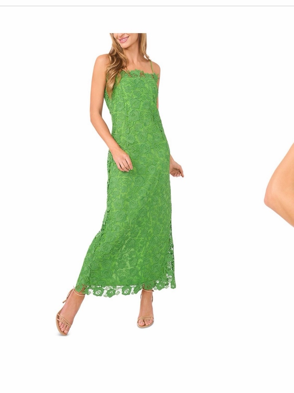 Ted Baker London Olive Green Lace Midi Slip Dress